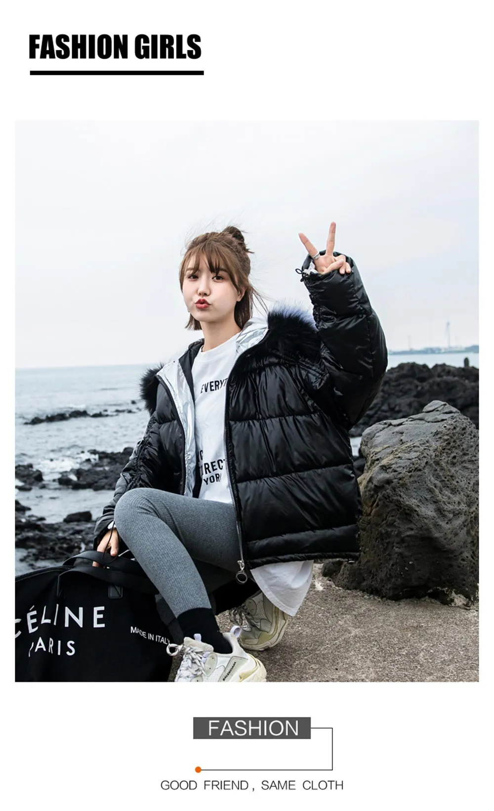 New Arrival Parkas Fashion Coats Women Winter Sweater Fur Collar Hood Warm Cotton Coat Women Clothes