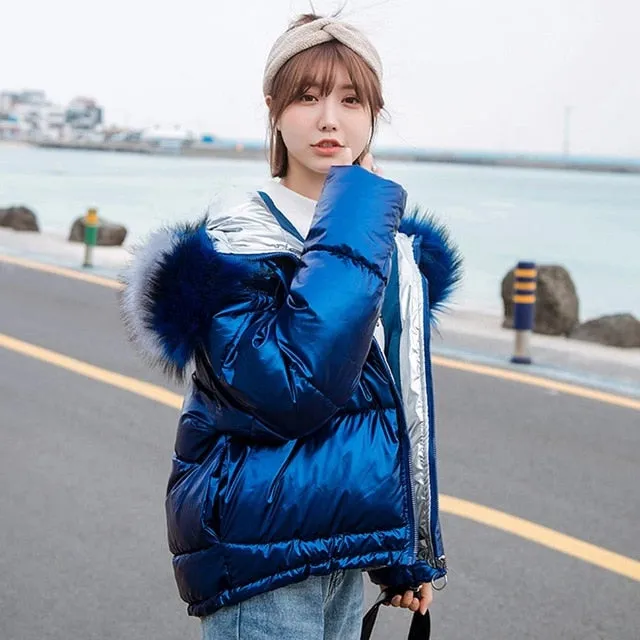 New Arrival Parkas Fashion Coats Women Winter Sweater Fur Collar Hood Warm Cotton Coat Women Clothes