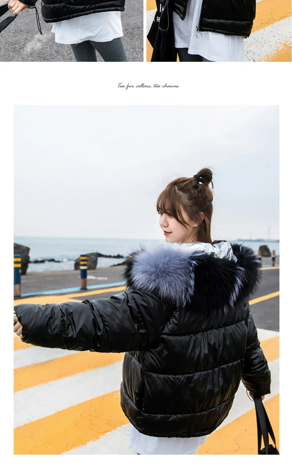 New Arrival Parkas Fashion Coats Women Winter Sweater Fur Collar Hood Warm Cotton Coat Women Clothes
