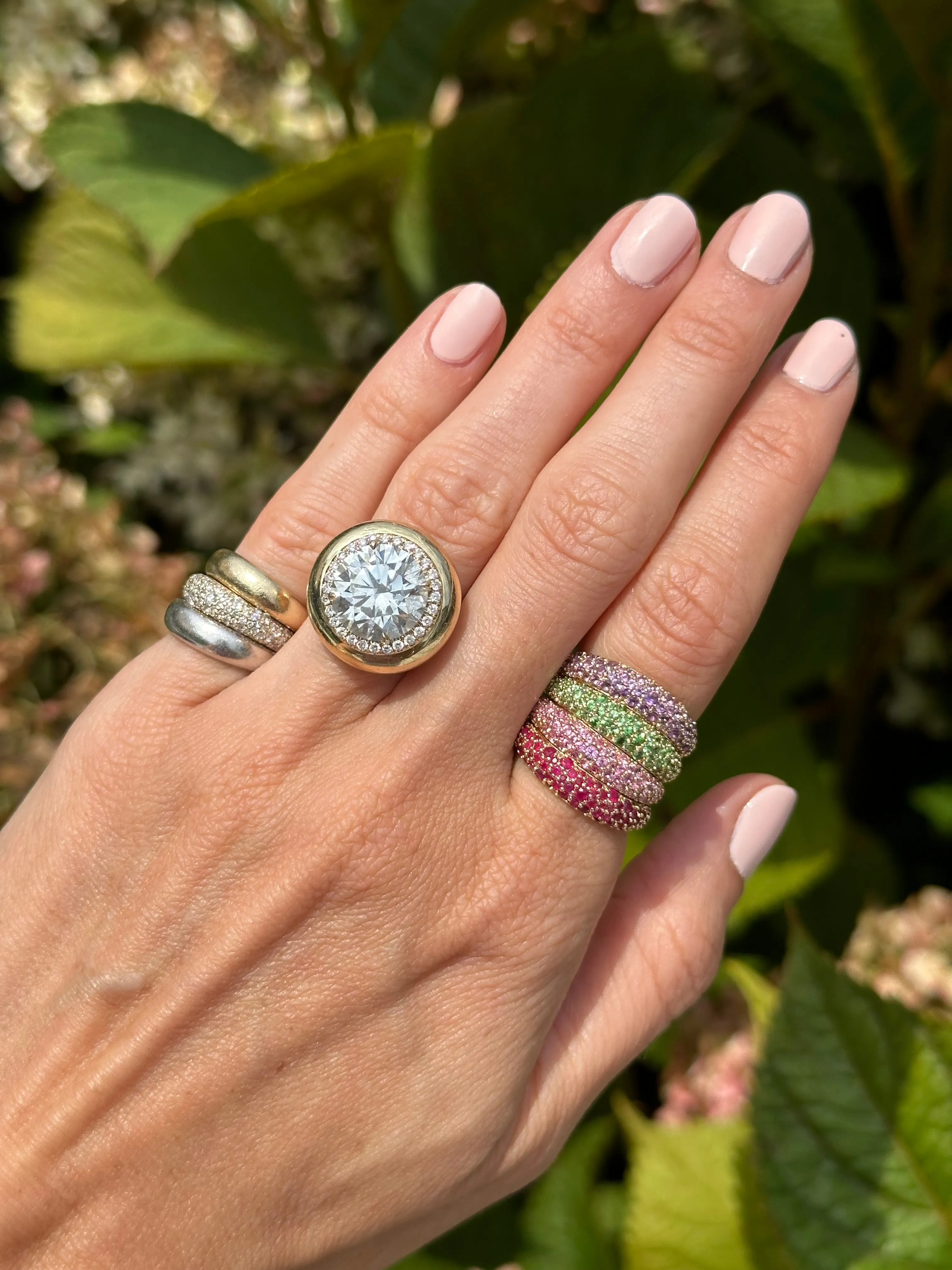 Pink Sapphire Pave Stack Ring