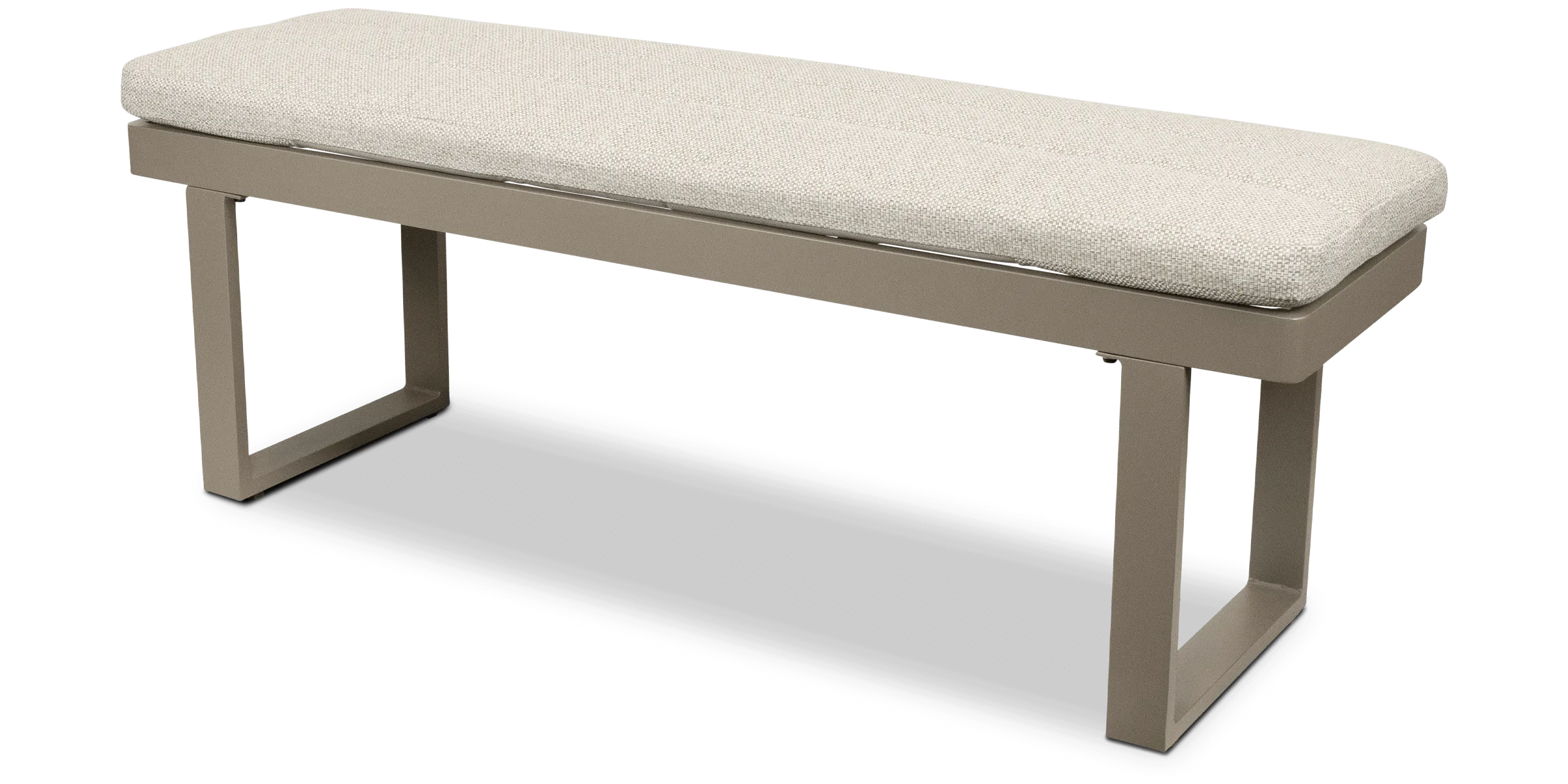 Positano Bench Seat in Taupe with Latte Check Spun Polyester Cushions