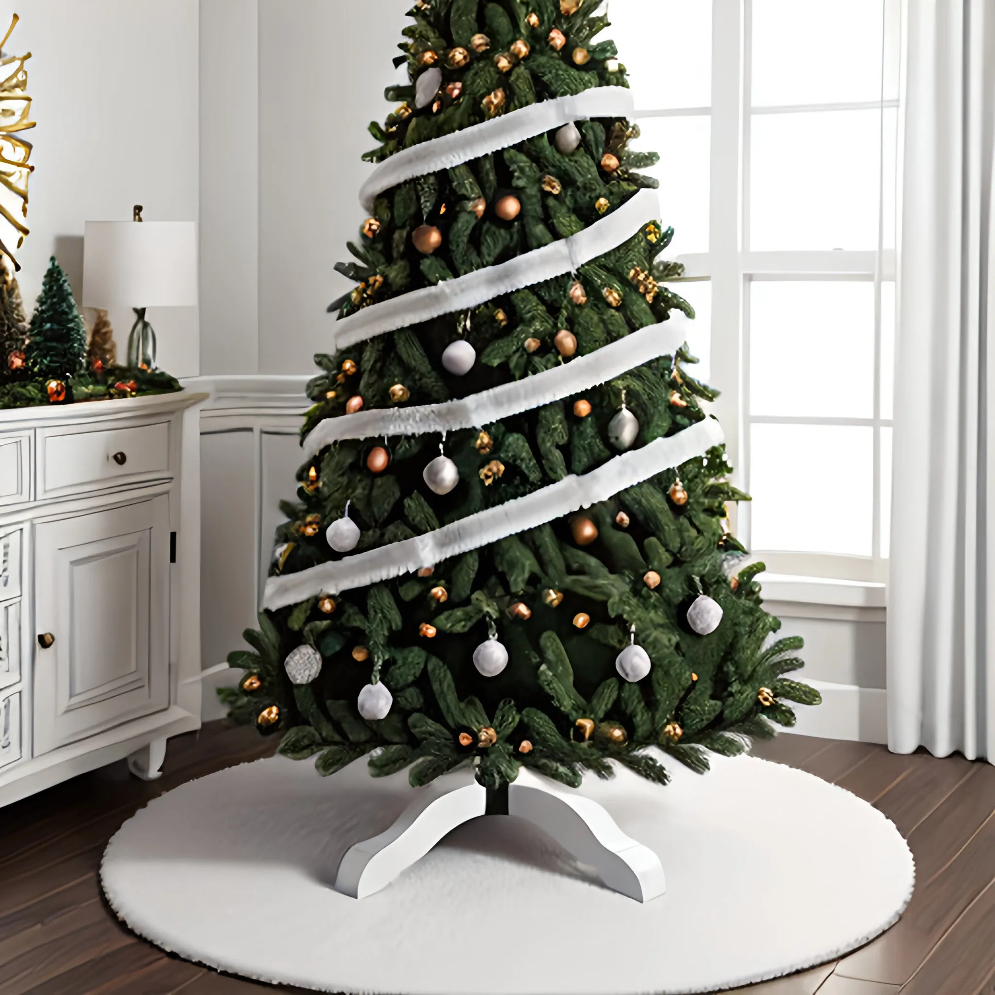 Premium Faux Fur Christmas Tree Skirt - 48 Inch | Luxurious Holiday Decorations
