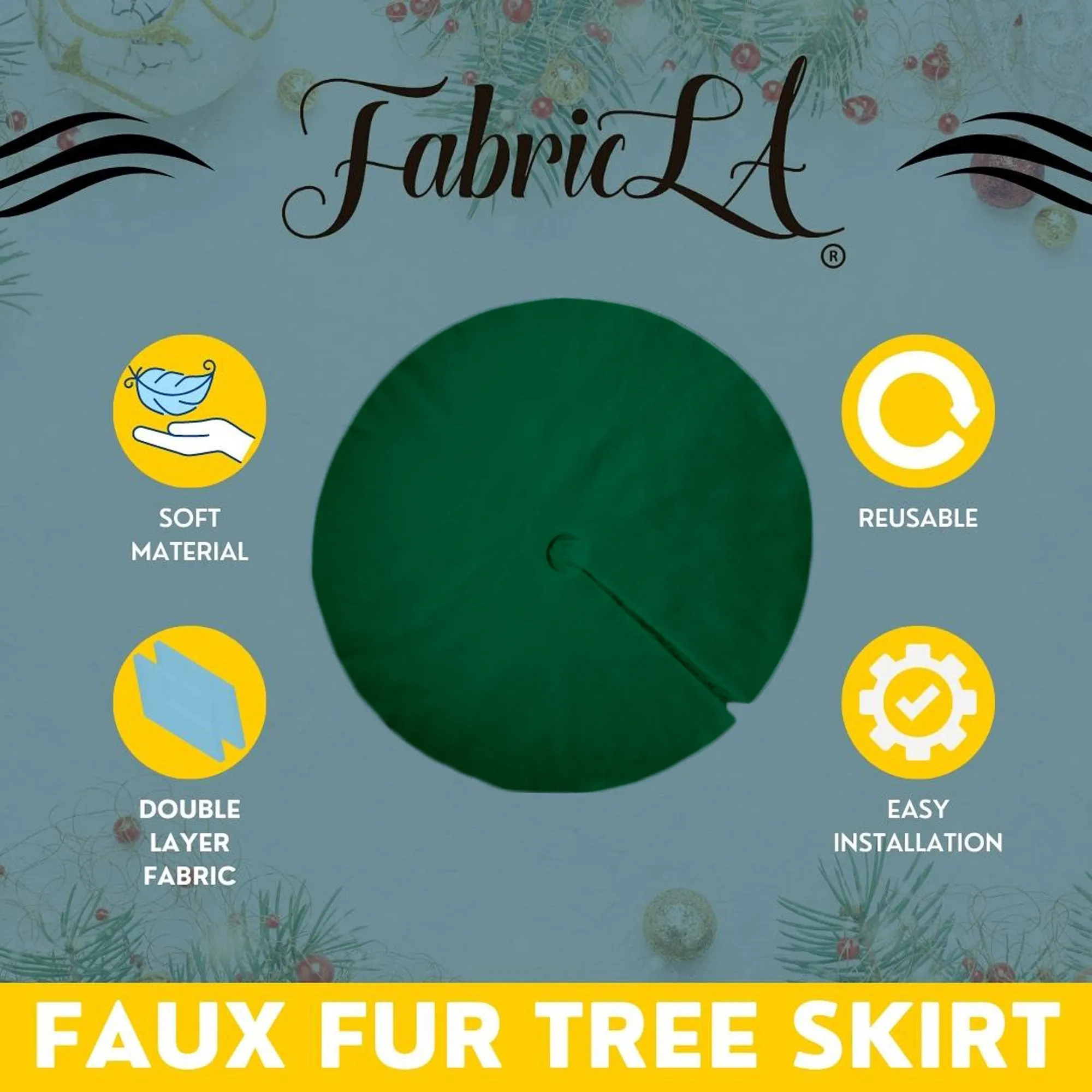 Premium Faux Fur Christmas Tree Skirt - 48 Inch | Luxurious Holiday Decorations