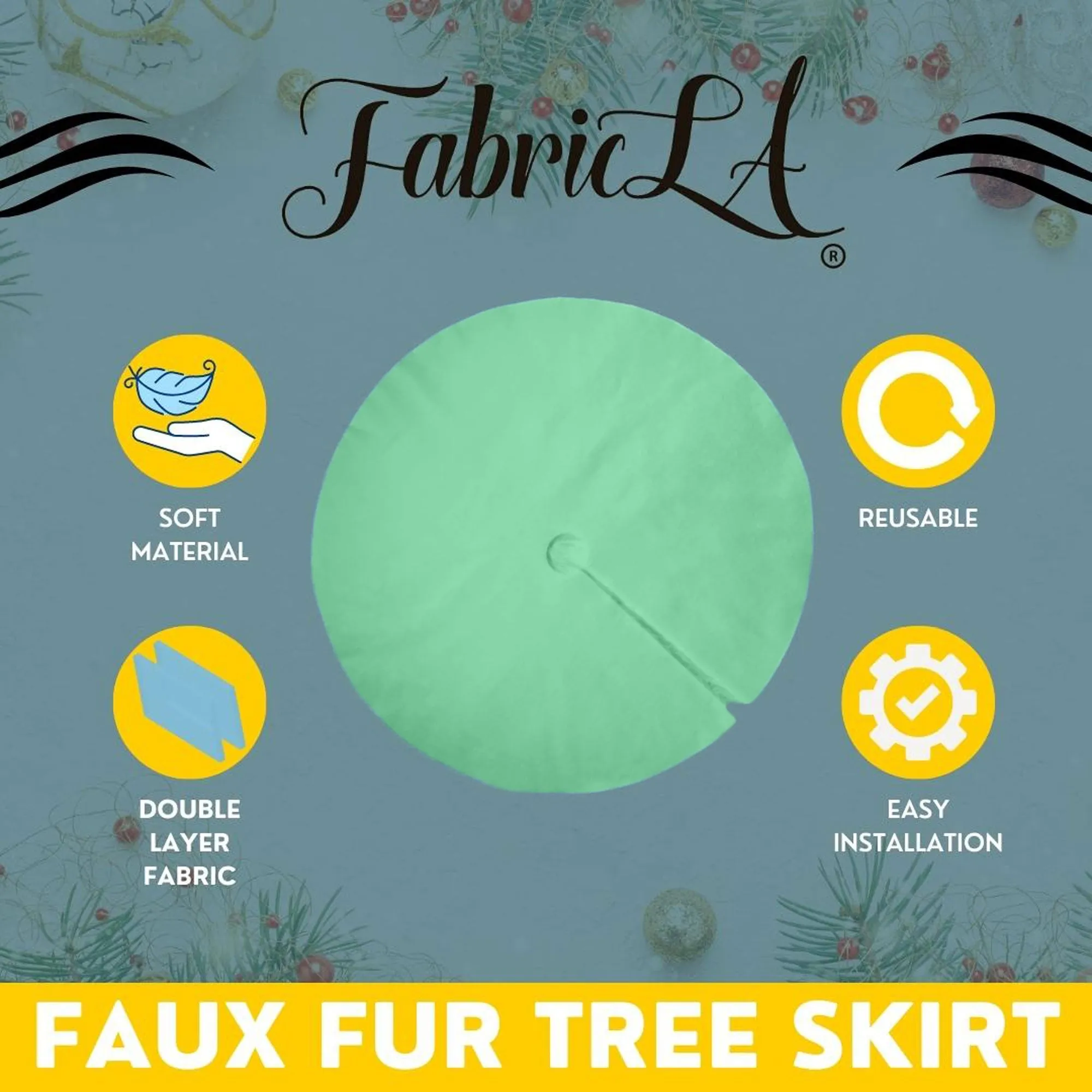 Premium Faux Fur Christmas Tree Skirt - 48 Inch | Luxurious Holiday Decorations