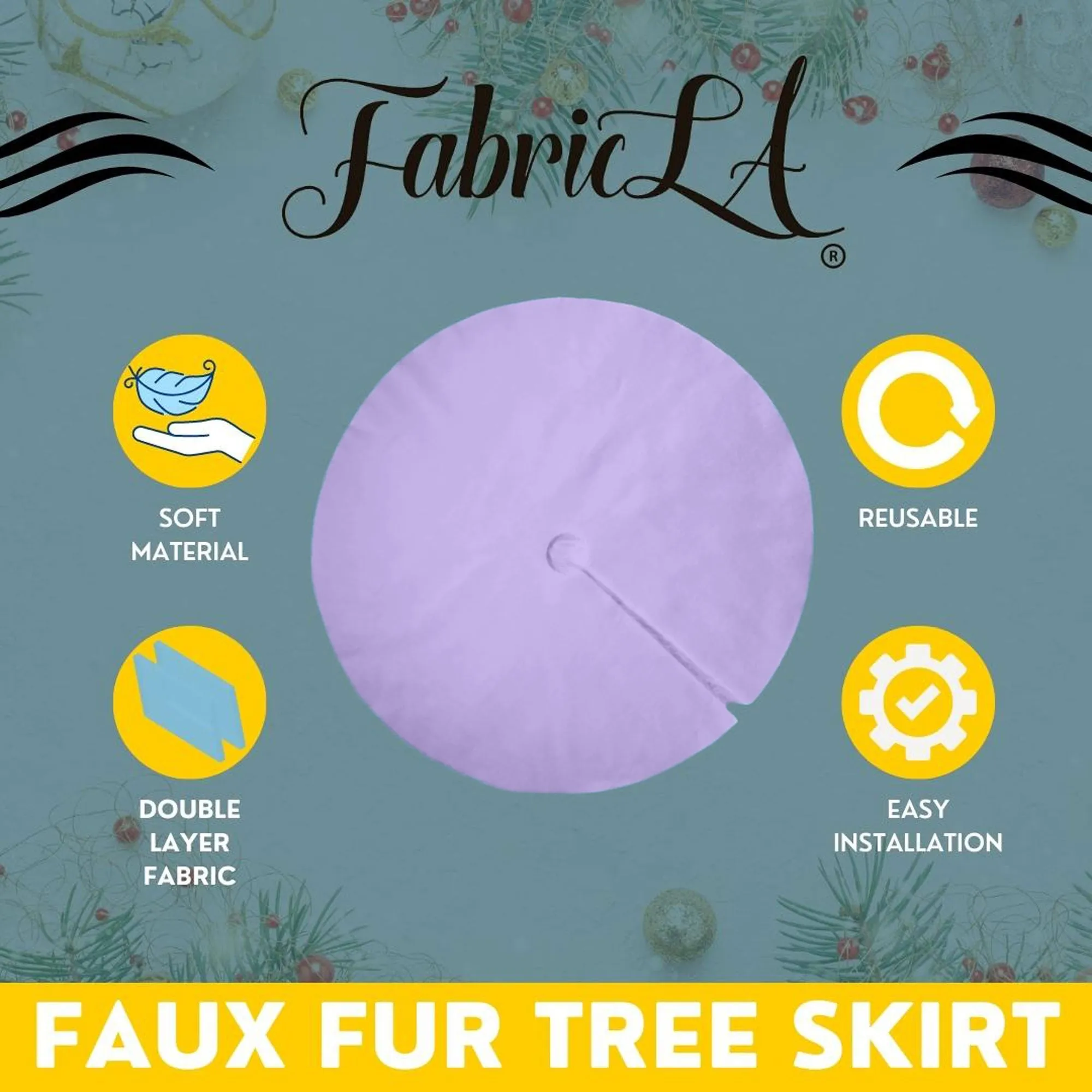 Premium Faux Fur Christmas Tree Skirt - 48 Inch | Luxurious Holiday Decorations