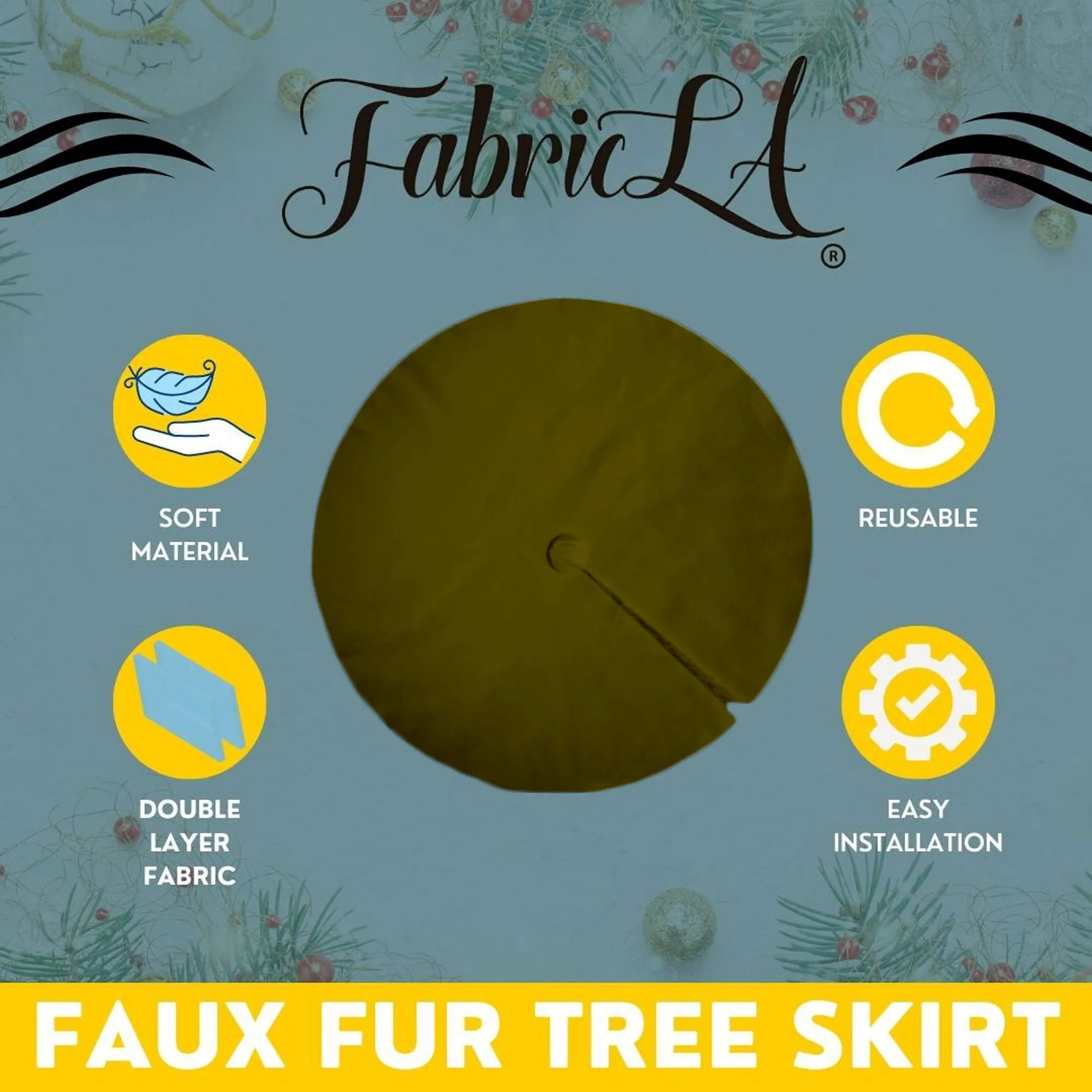 Premium Faux Fur Christmas Tree Skirt - 48 Inch | Luxurious Holiday Decorations