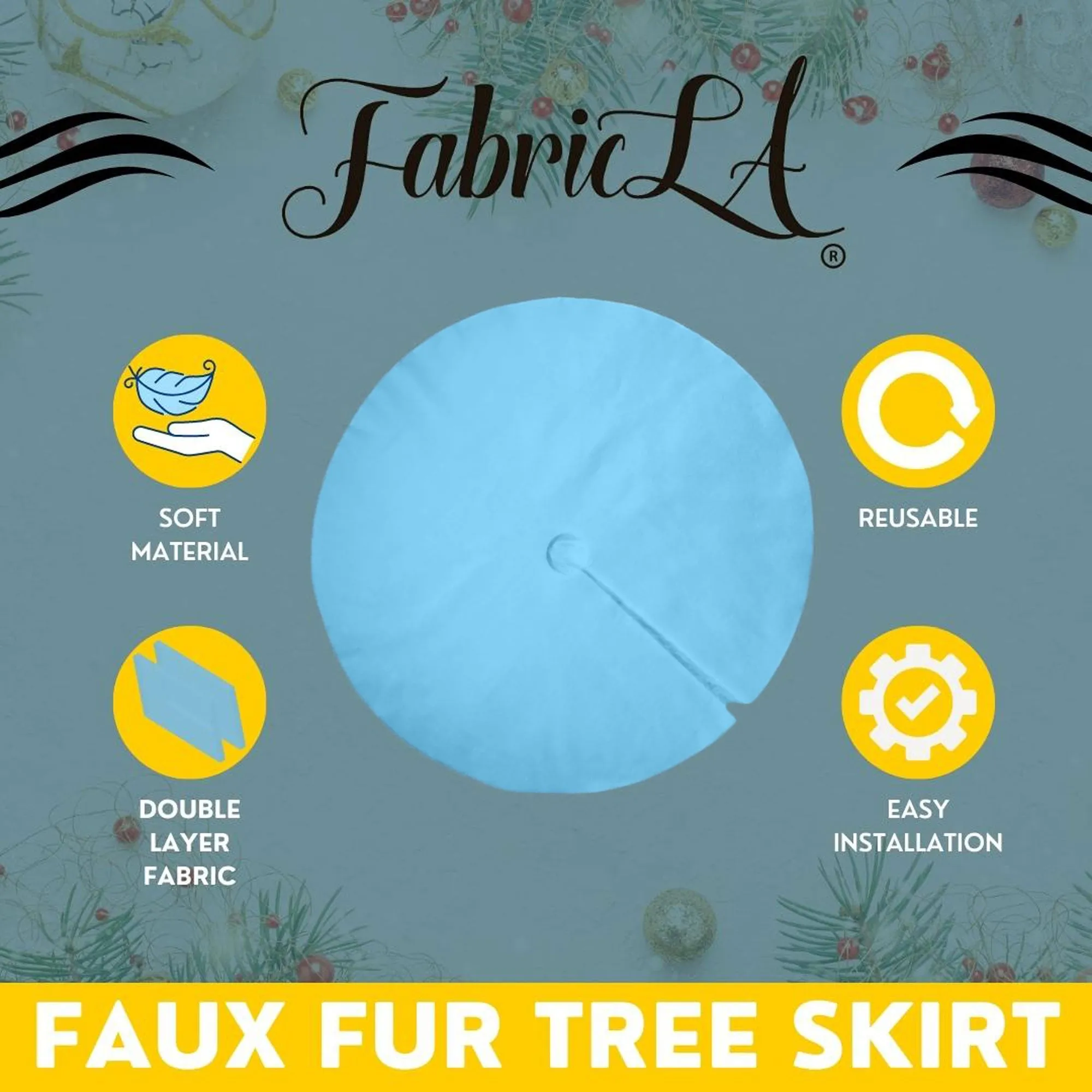 Premium Faux Fur Christmas Tree Skirt - 48 Inch | Luxurious Holiday Decorations