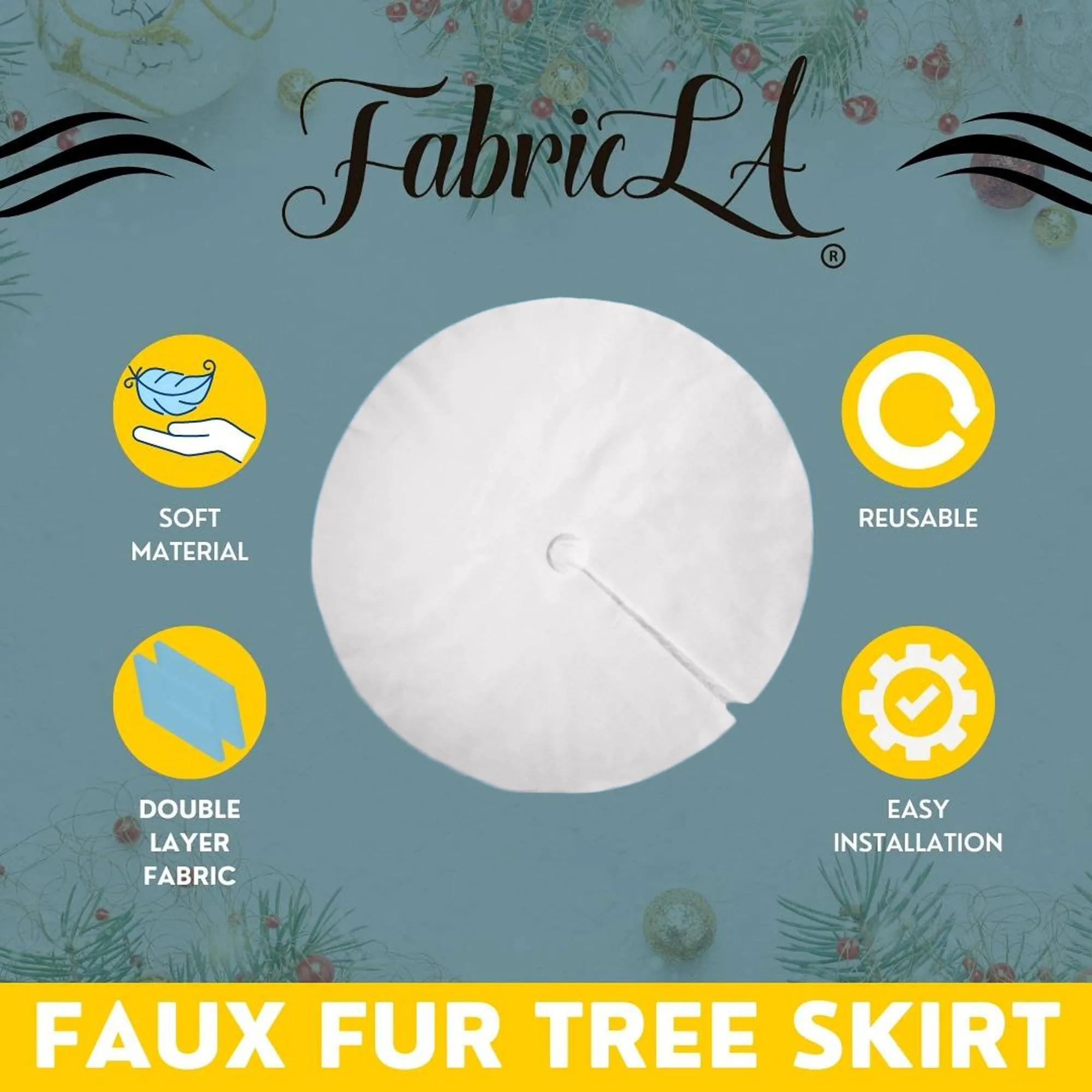 Premium Faux Fur Christmas Tree Skirt - 48 Inch | Luxurious Holiday Decorations