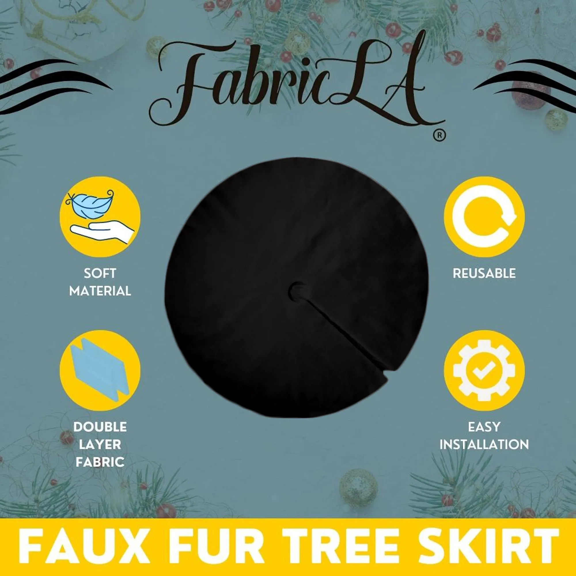 Premium Faux Fur Christmas Tree Skirt - 48 Inch | Luxurious Holiday Decorations