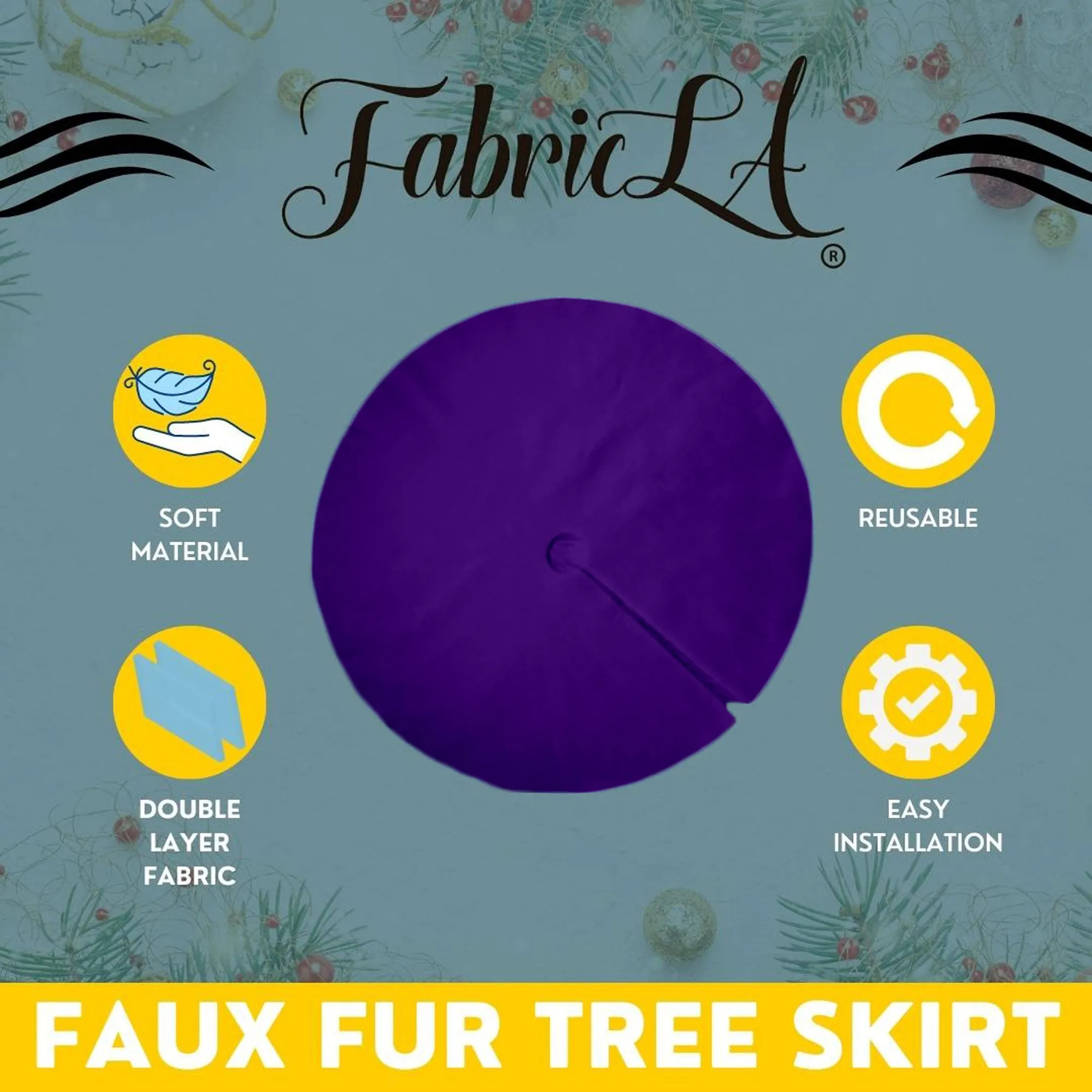 Premium Faux Fur Christmas Tree Skirt - 48 Inch | Luxurious Holiday Decorations