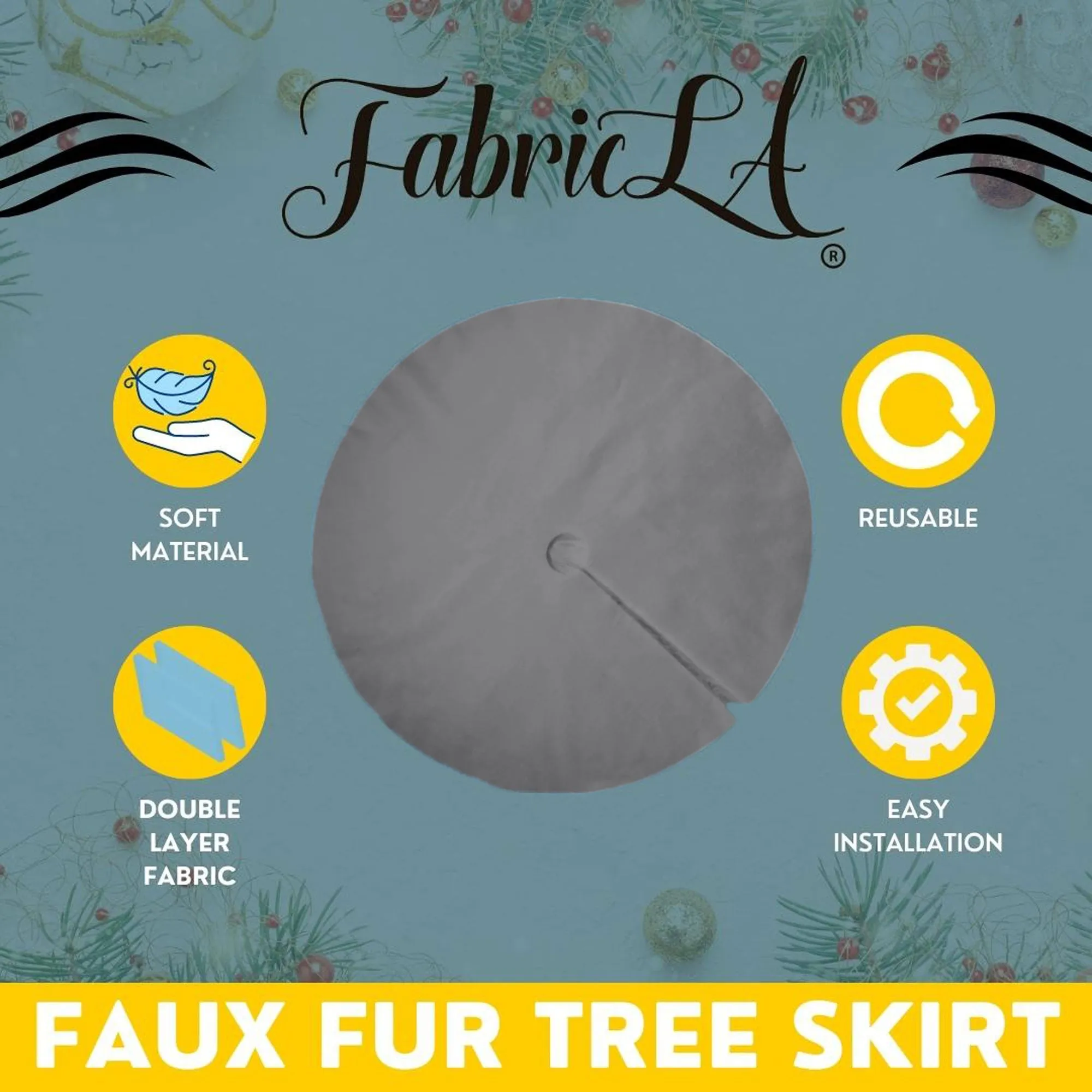 Premium Faux Fur Christmas Tree Skirt - 48 Inch | Luxurious Holiday Decorations