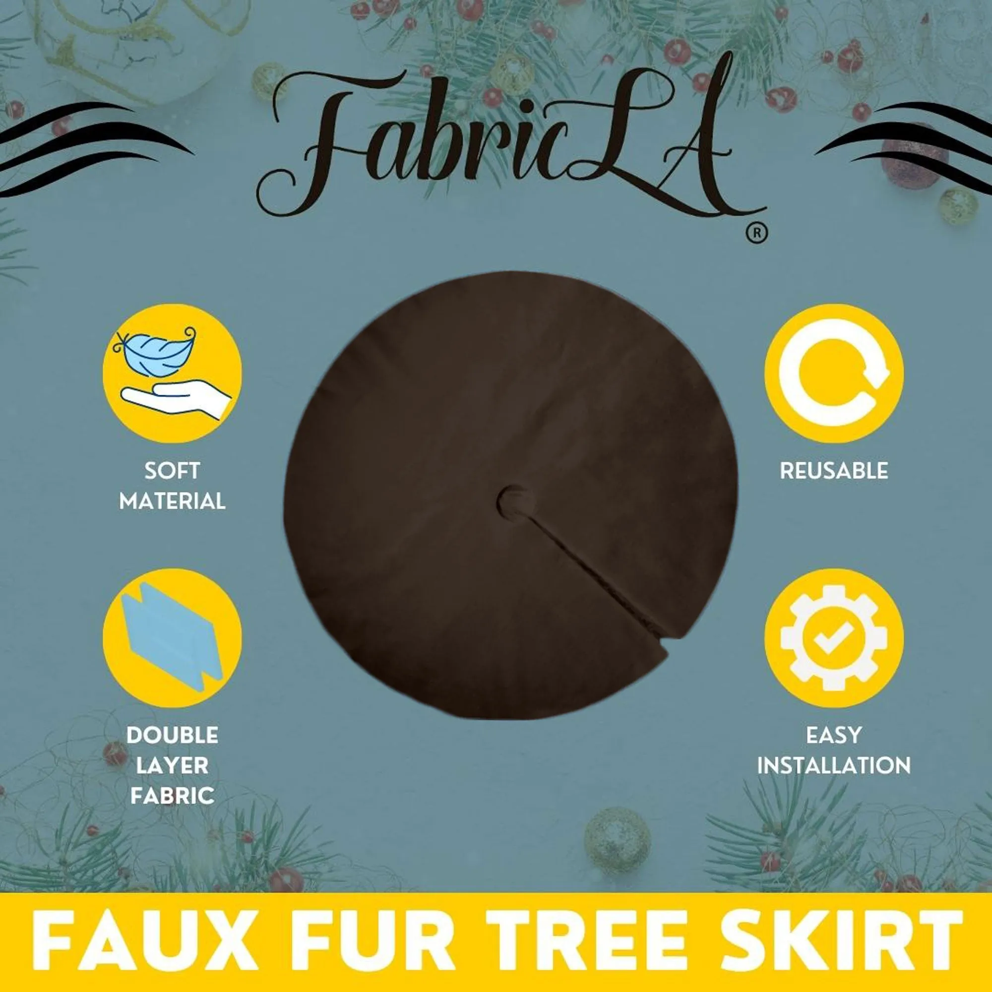 Premium Faux Fur Christmas Tree Skirt - 48 Inch | Luxurious Holiday Decorations