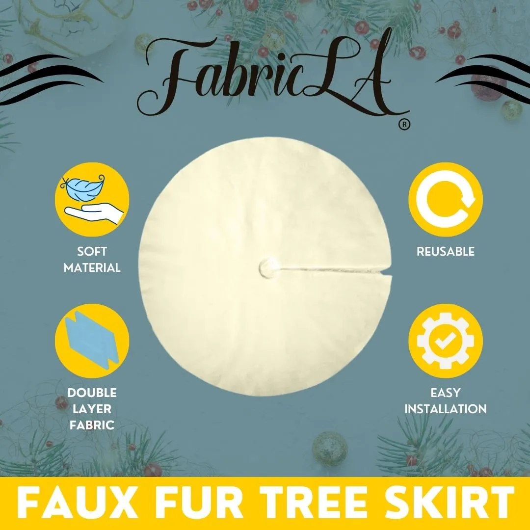 Premium Faux Fur Christmas Tree Skirt - 48 Inch | Luxurious Holiday Decorations