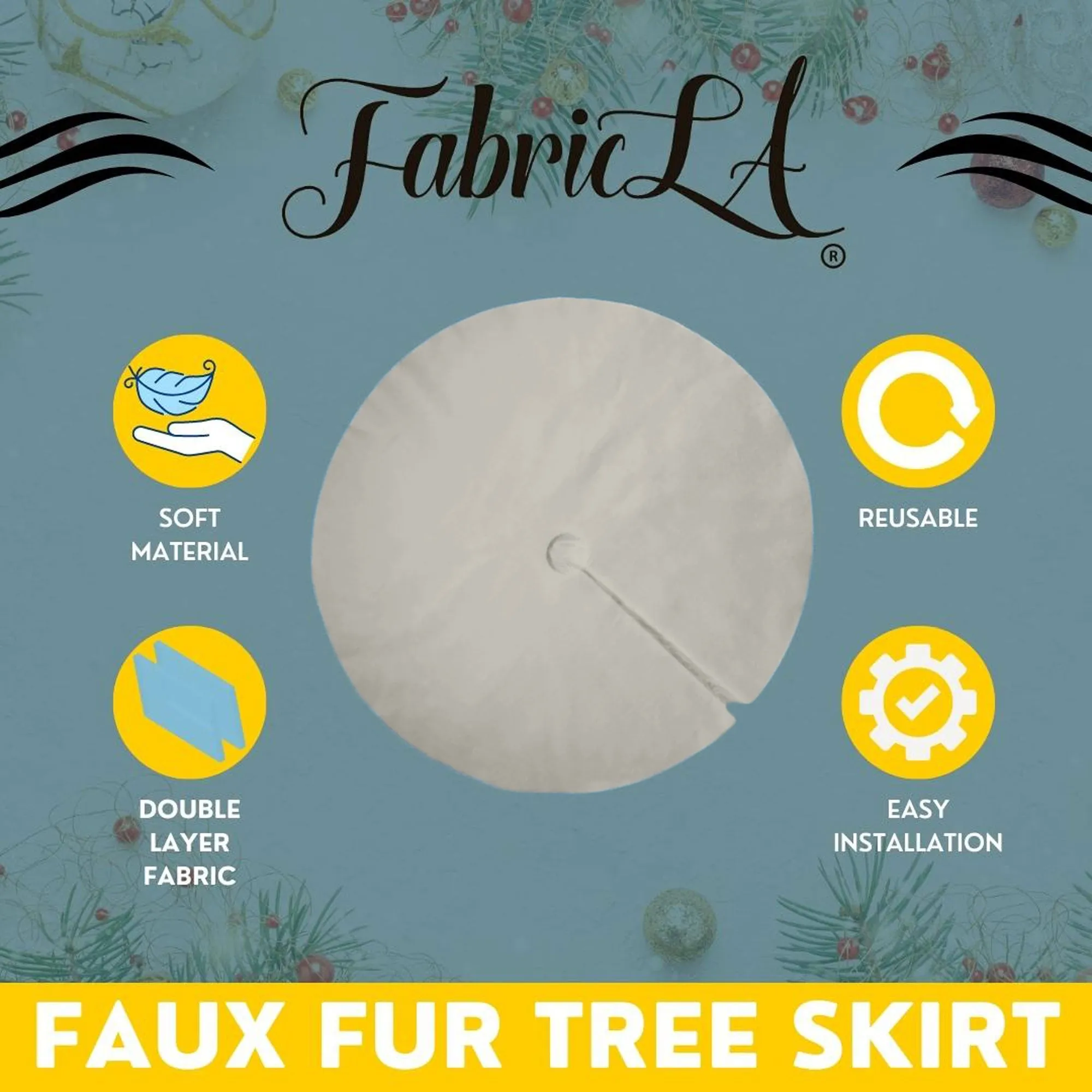 Premium Faux Fur Christmas Tree Skirt - 48 Inch | Luxurious Holiday Decorations