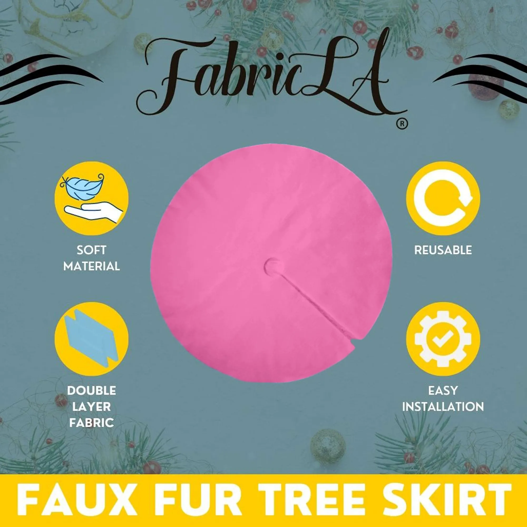 Premium Faux Fur Christmas Tree Skirt - 48 Inch | Luxurious Holiday Decorations