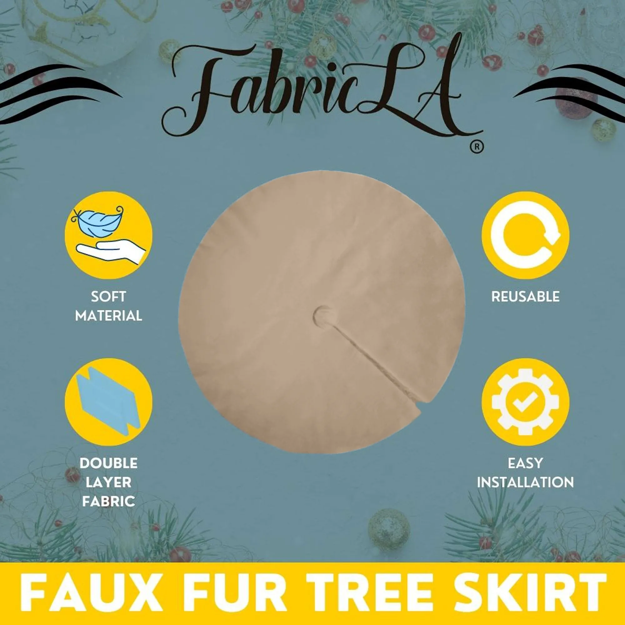 Premium Faux Fur Christmas Tree Skirt - 48 Inch | Luxurious Holiday Decorations