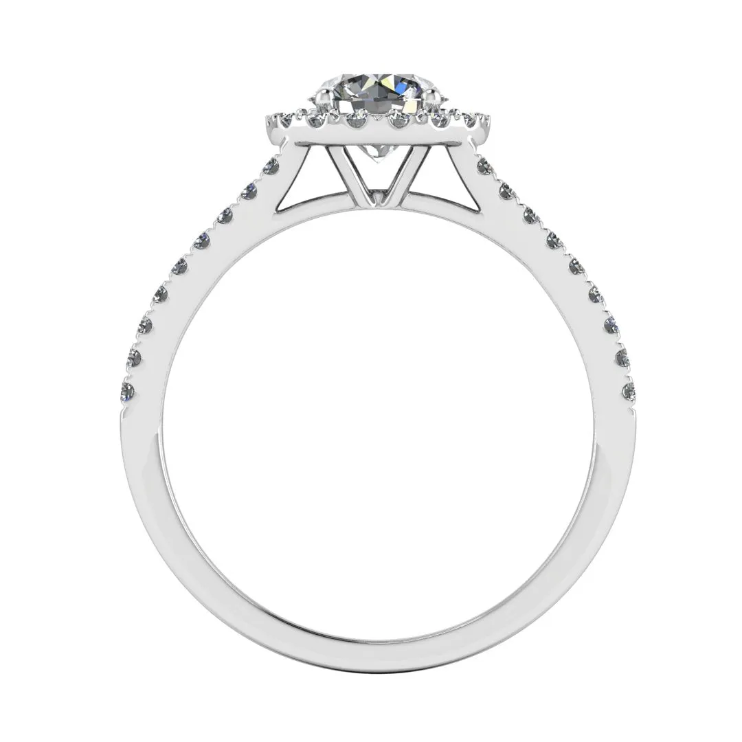 "Nova" Halo Round Brilliant Cut Diamond Double Row Split Diamond Shoulder Engagement Ring HARB10