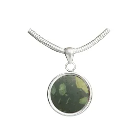 Roman Marble Greek "Green Porphyry" Sterling Silver Pendant