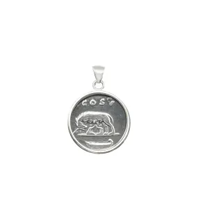 SHE WOLF AND TWINS Genuine Ancient Roman Silver Coin 1st cent. AD Pendant