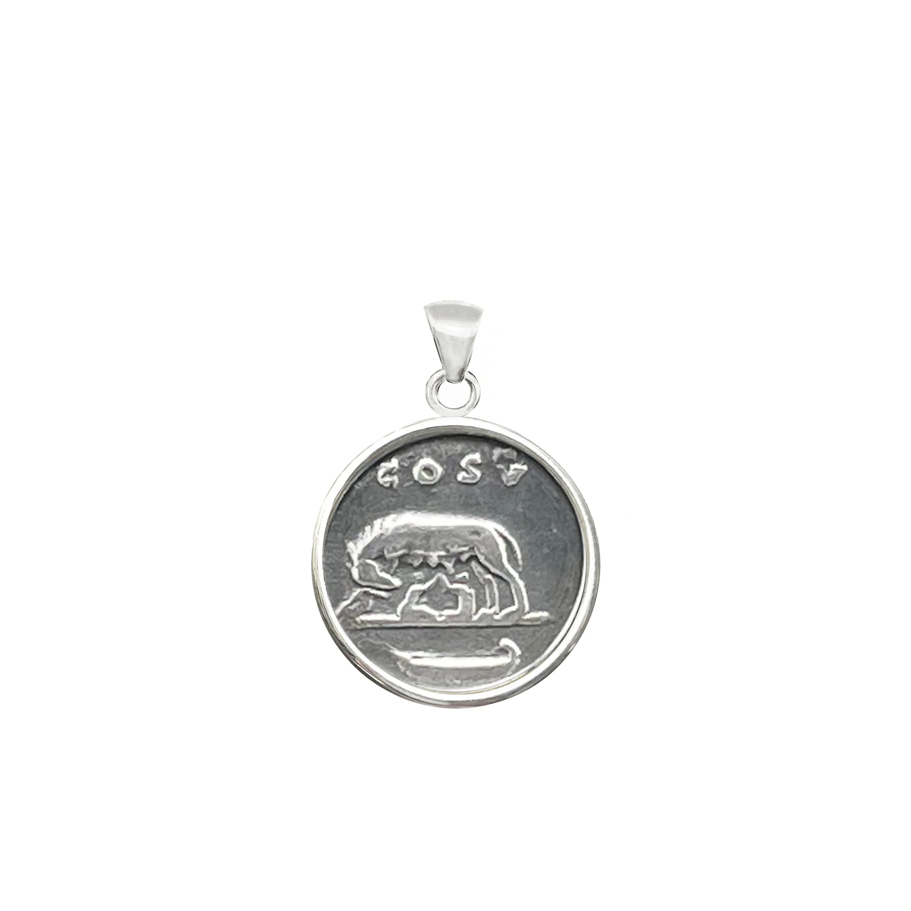 SHE WOLF AND TWINS Genuine Ancient Roman Silver Coin 1st cent. AD Pendant