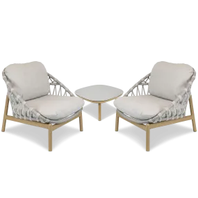 Siesta 3pc Occasional Set with Mist Olefin Rope, Icelandic Salt Cushions and Aluminium Frame