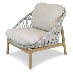 Siesta Armchair with Mist Olefin Rope, Icelandic Salt Cushions and Aluminium Frame