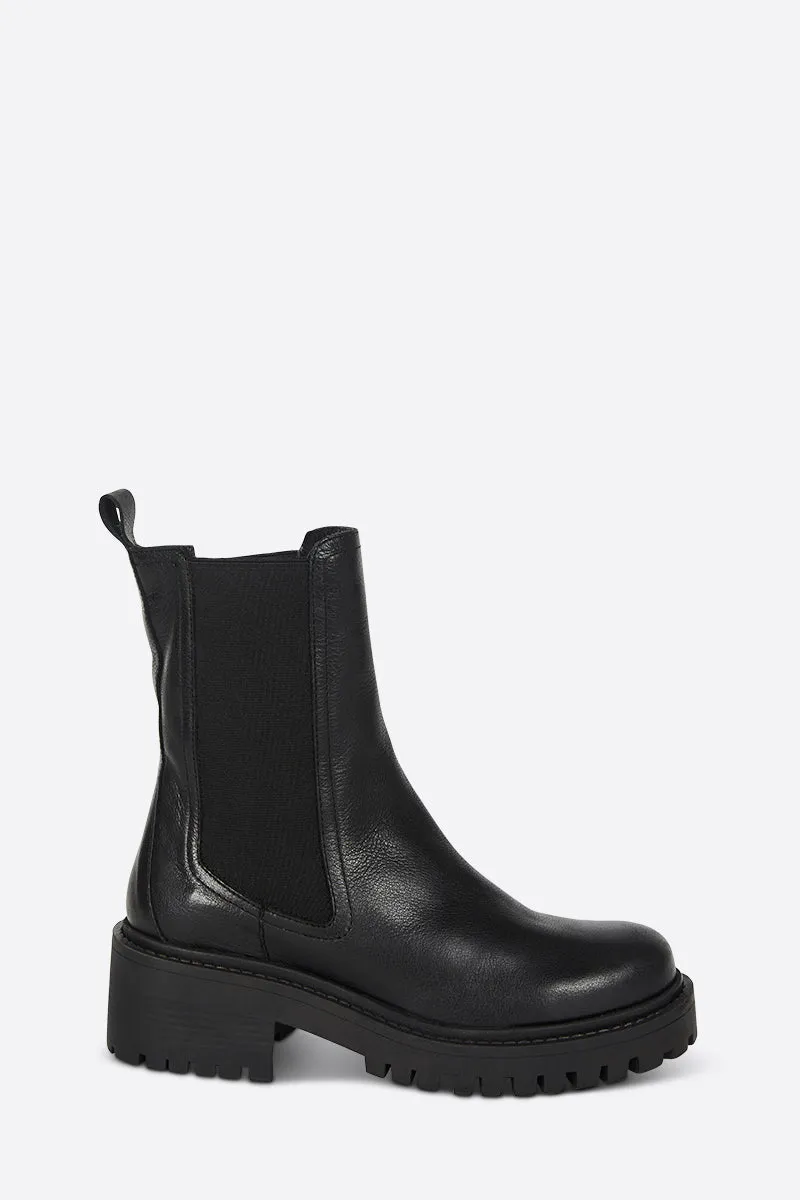 Storm Faux Fur Lined Black Sole Chelsea Boot