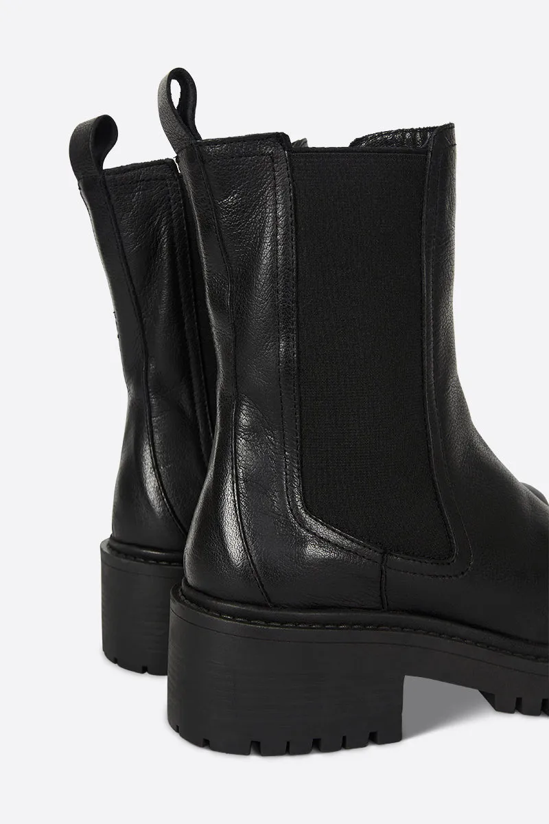 Storm Faux Fur Lined Black Sole Chelsea Boot