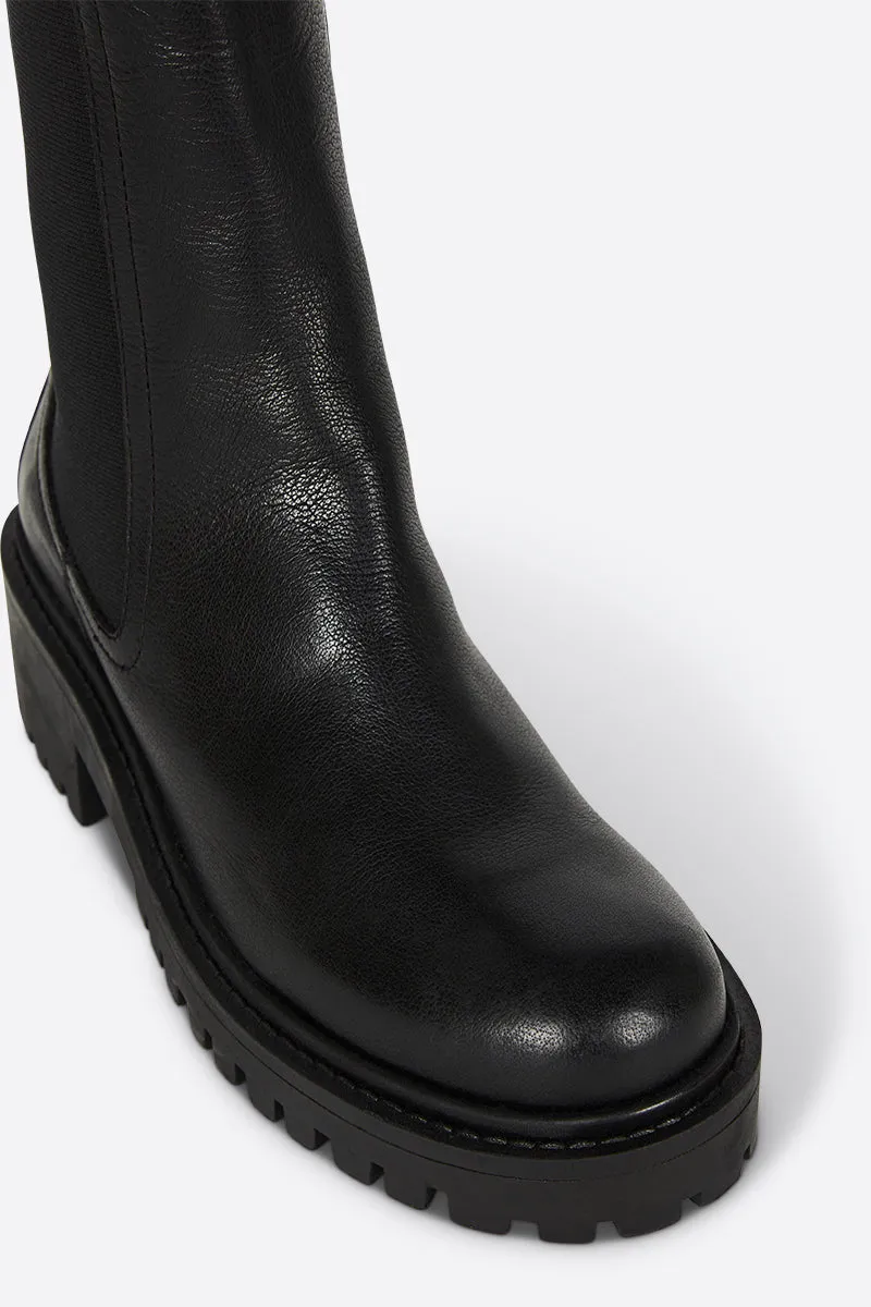 Storm Faux Fur Lined Black Sole Chelsea Boot
