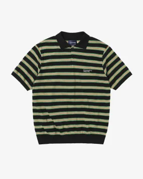 Striped Knit Polo Black