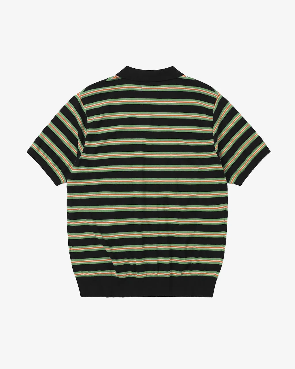 Striped Knit Polo Black