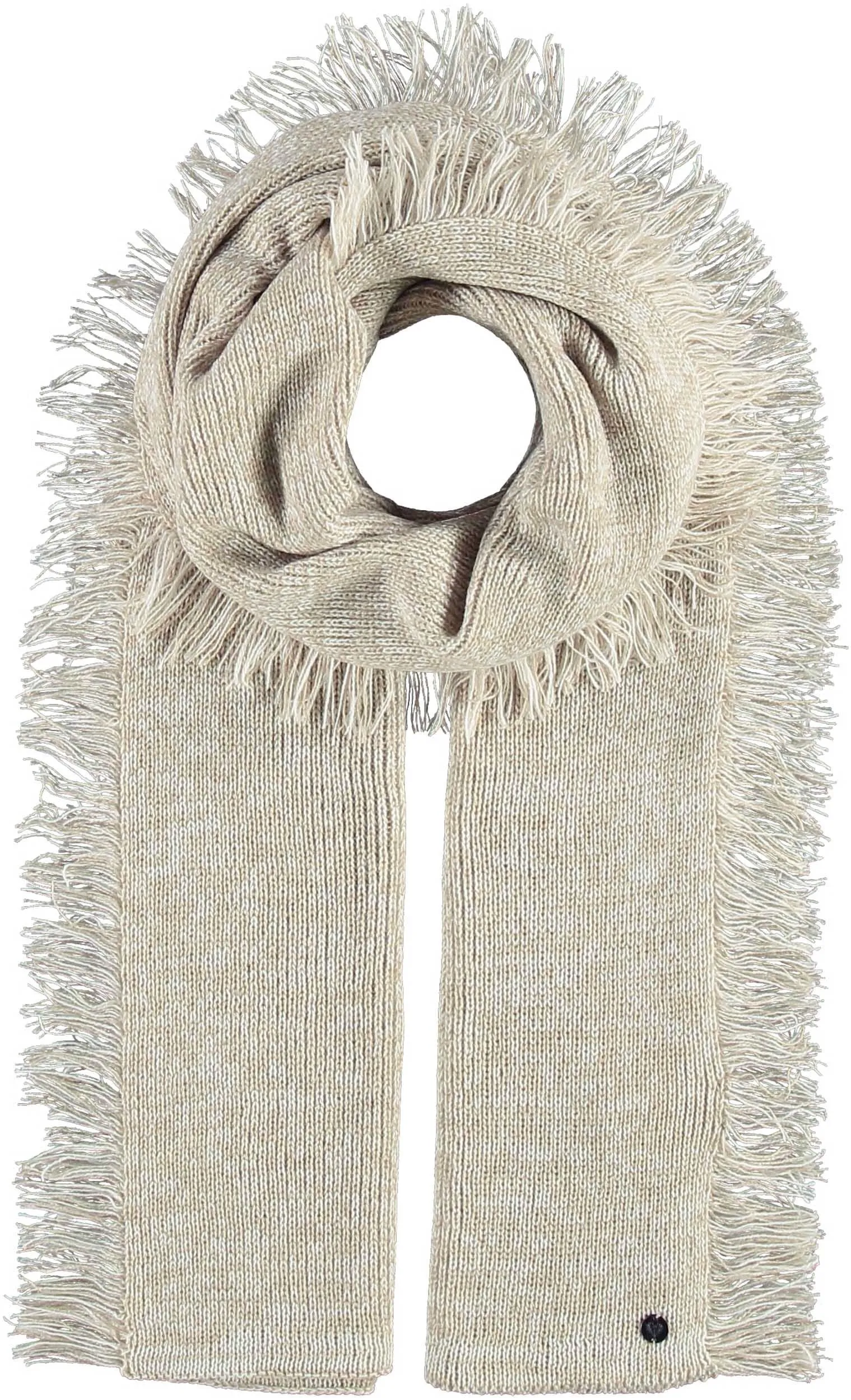 Striped Side Fringe Acrylic Knit Scarf