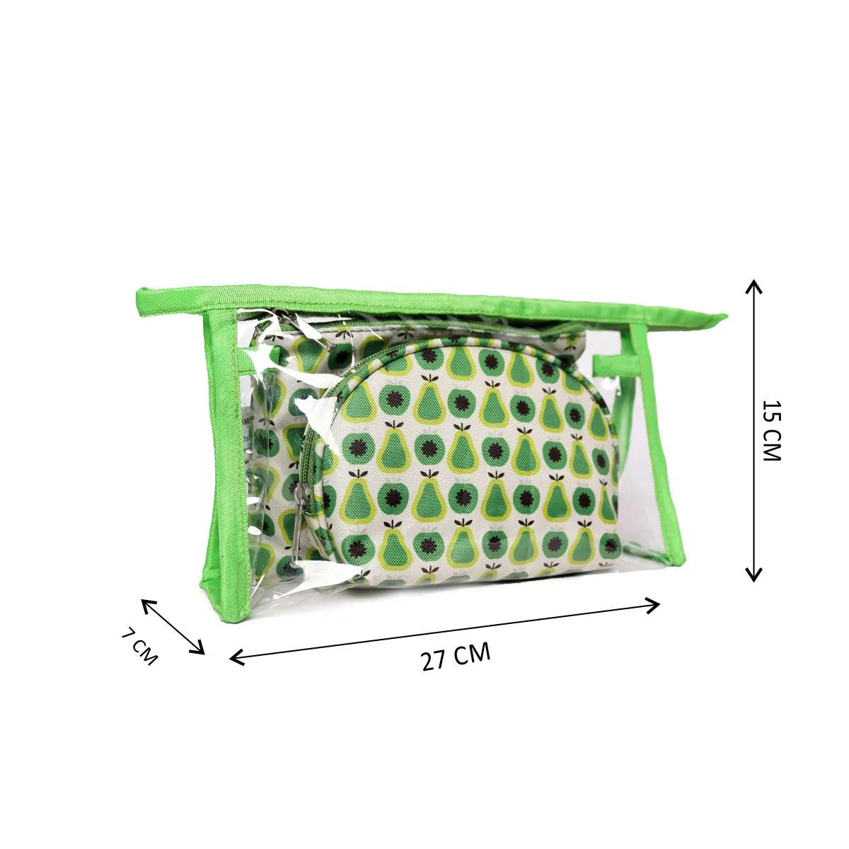 Transparent Pu Or Green Color Printed Polyester Make Up Kit ,