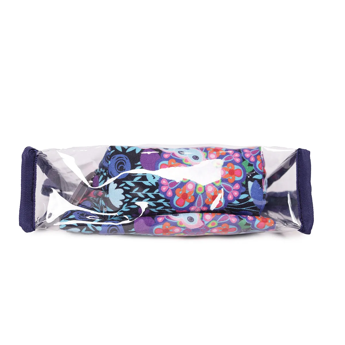 Transparent Pu Or Navy Color Printed Polyester Make Up Kit
