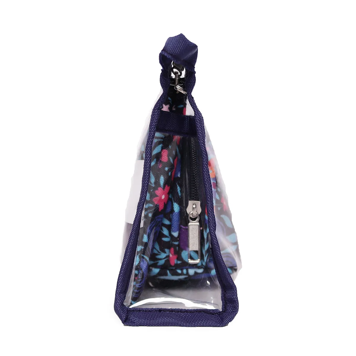 Transparent Pu Or Navy Color Printed Polyester Make Up Kit