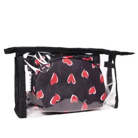 Transparent Pu Or Navy Color Printed Polyester Make Up Kit