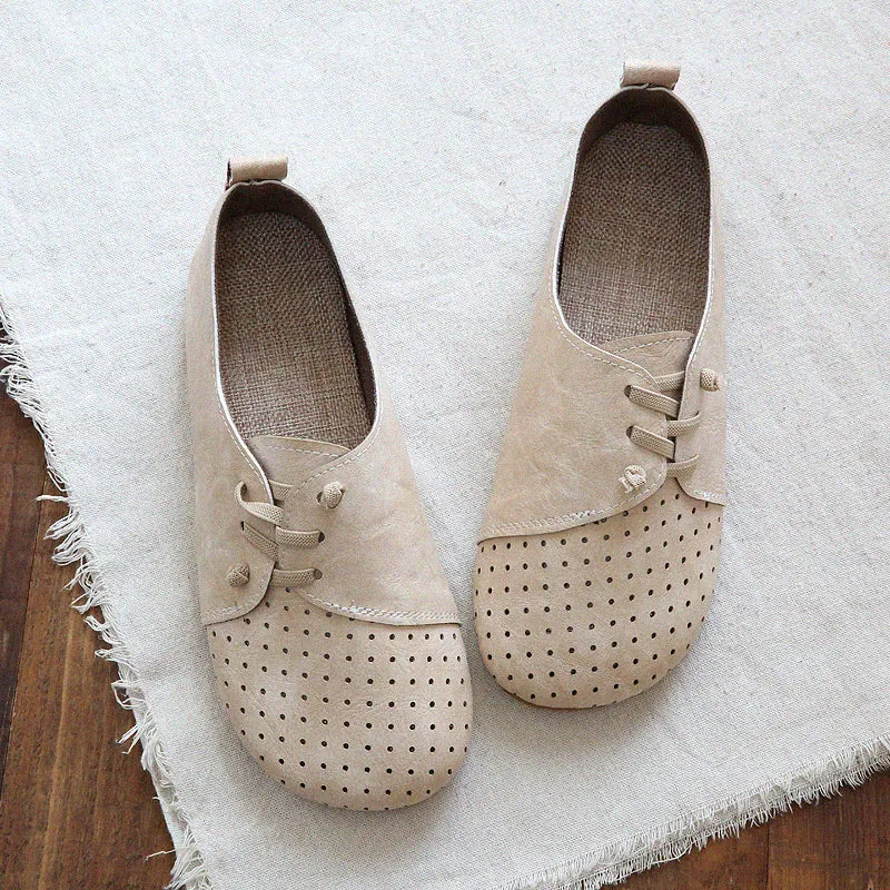 Women Retro Hollow Round Head Flats