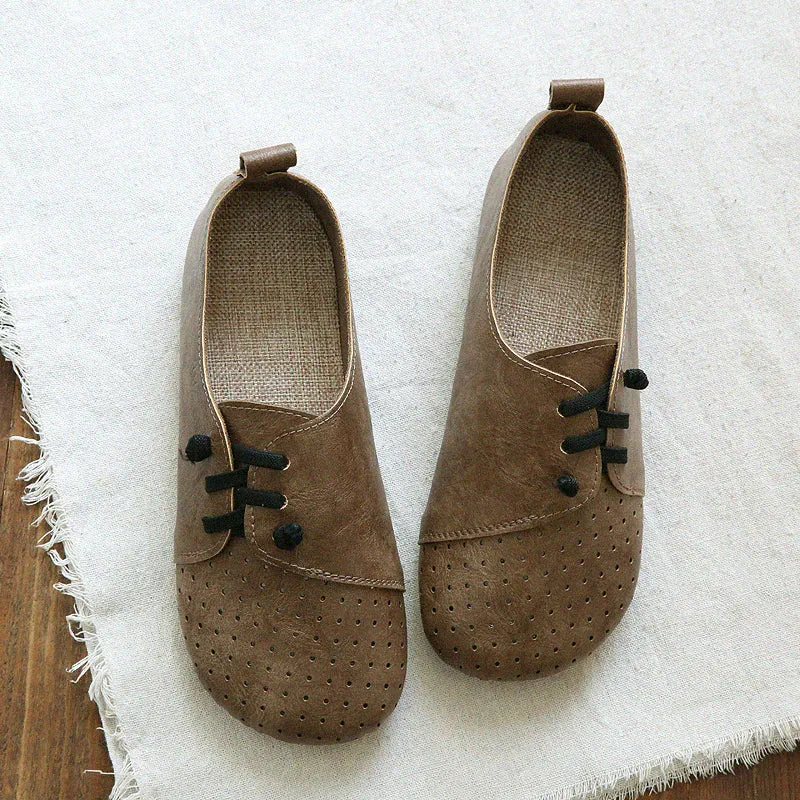 Women Retro Hollow Round Head Flats