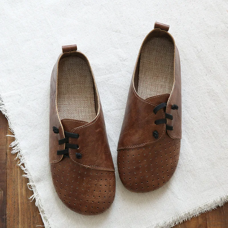 Women Retro Hollow Round Head Flats